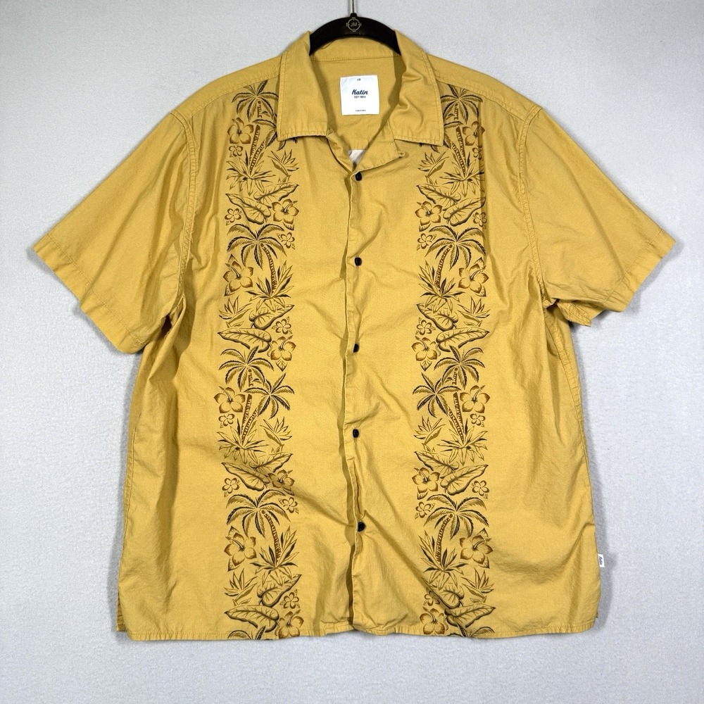 Katin Shirt‎ Mens Large Hawaiian Camp Loop Collar Short Sleeve Button Up Beach